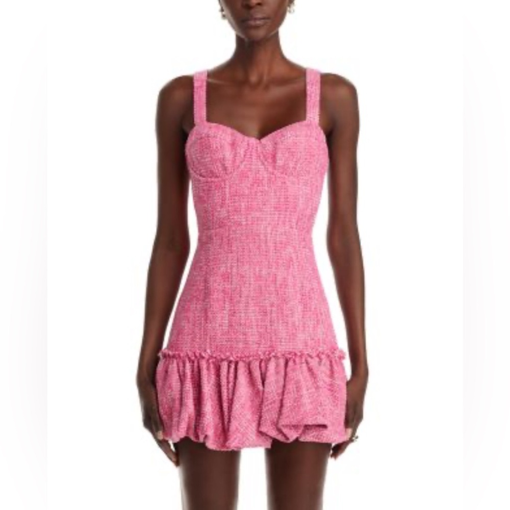 Aqua Pink Textured Ruffle Mini Dress